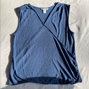 Athleta Breezy Wrap Blue Knit Top